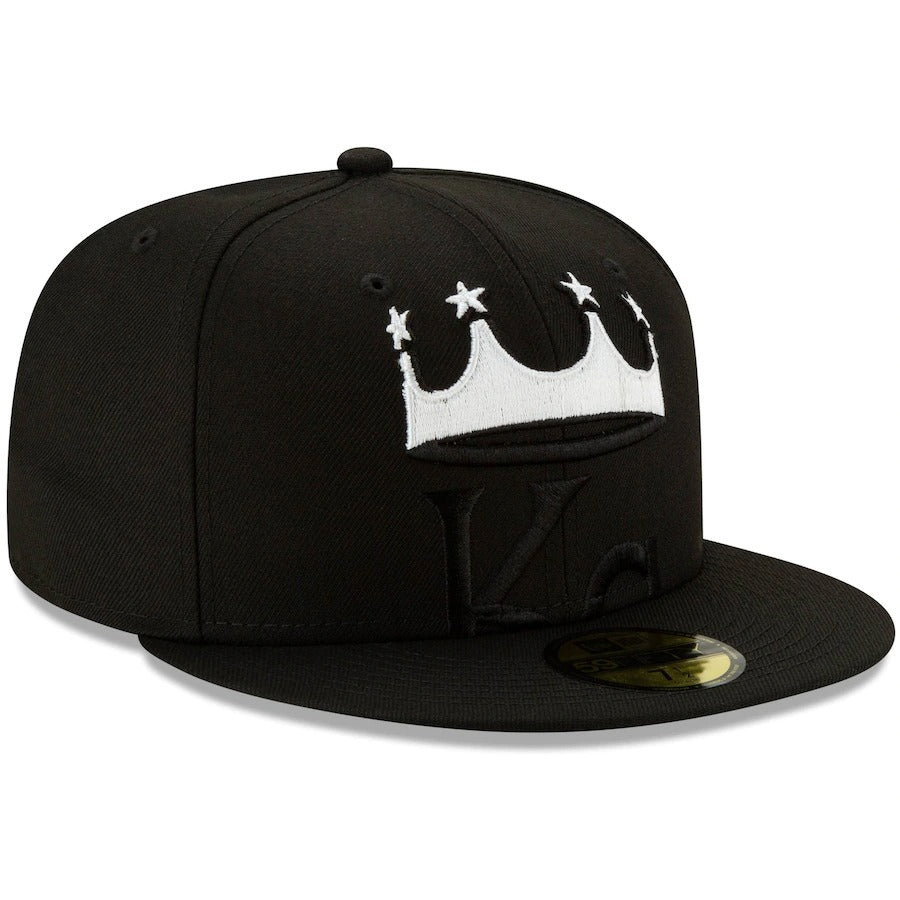 New Era Black Kansas City Royals Monochrome Logo Elements 59FIFTY Fitted Hat