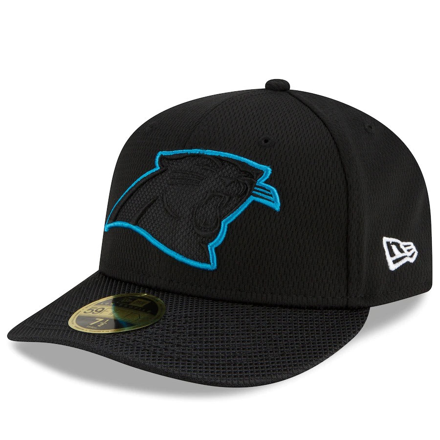 New Era Black Carolina Panthers 2021 NFL Sideline Road Low Profile 59FIFTY Fitted Hat