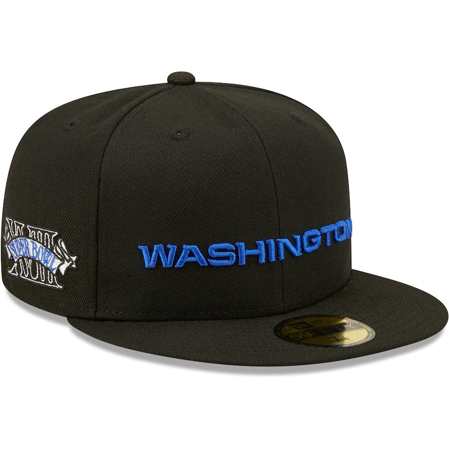 New Era Washington Football Team Black Royal Undervisor Super Bowl XVIII 59FIFTY Fitted Hat