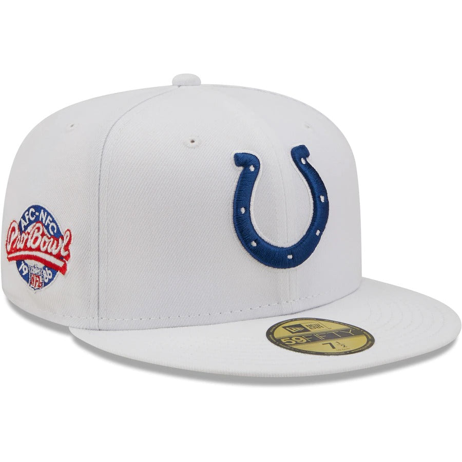 New Era  Indianapolis Colts White 1986 Pro Bowl Patch Royal Undervisor 59FIFY Fitted Hat