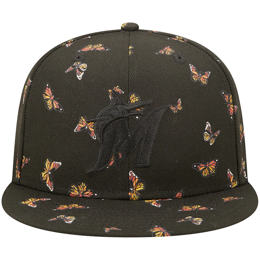 New Era Miami Marlins Black Flutter 59FIFTY Fitted Hat