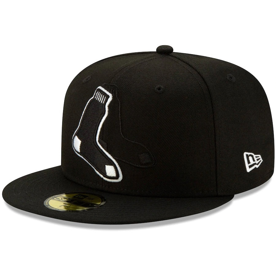 New Era Black Boston Red Sox Monochrome Logo Elements 59FIFTY Fitted Hat