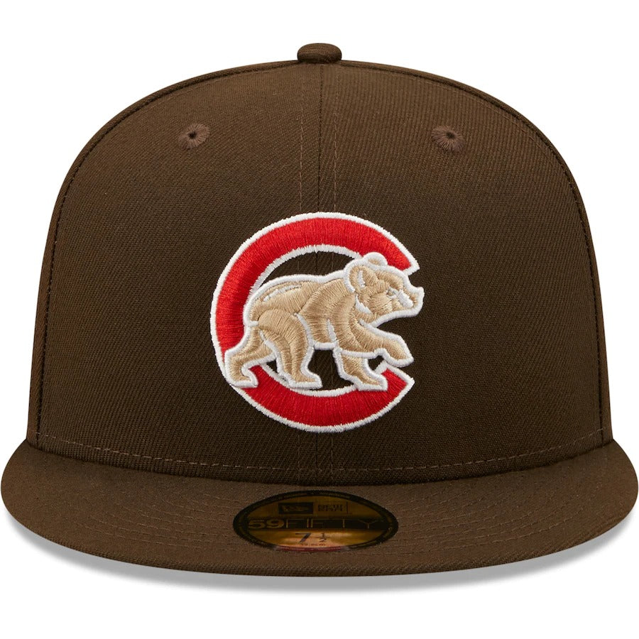 New Era Chicago Cubs Brown 2016 World Series Team Scarlet Undervisor 59FIFTY Fitted Hat