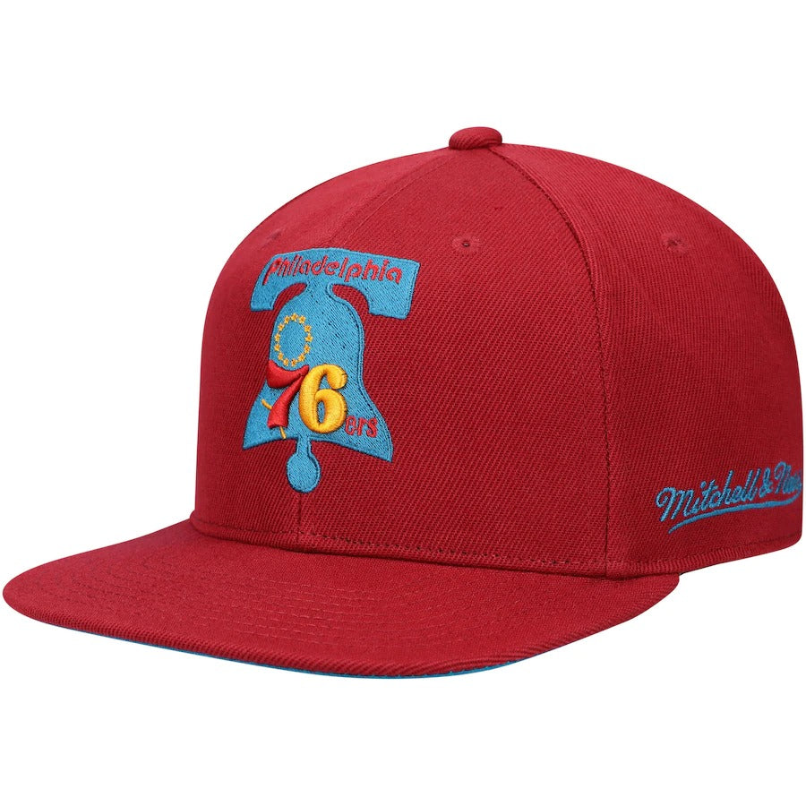 Mitchell & Ness x Lids Philadelphia 76ers Red 1967 World Champions Hardwood Classics Northern Lights Fitted Hat