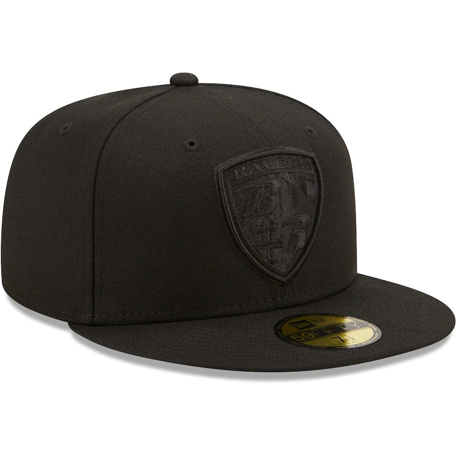 New Era Baltimore Ravens Black on Black Alternate Logo 59FIFTY Fitted Hat