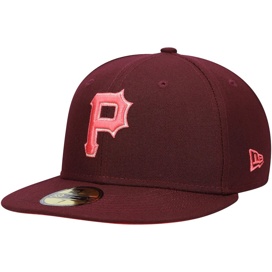 New Era Pittsburgh Pirates Maroon Color Fam Lava Red Undervisor 59FIFTY Fitted Hat