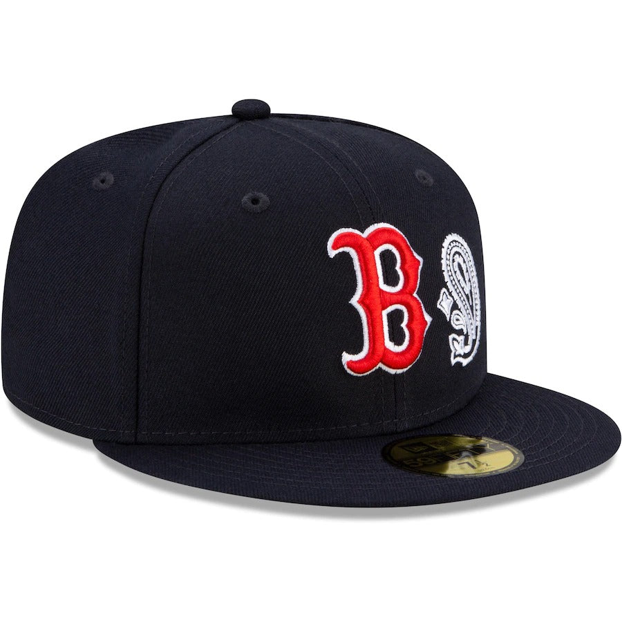 New Era Navy Boston Red Sox Patchwork Undervisor 59FIFTY Fitted Hat