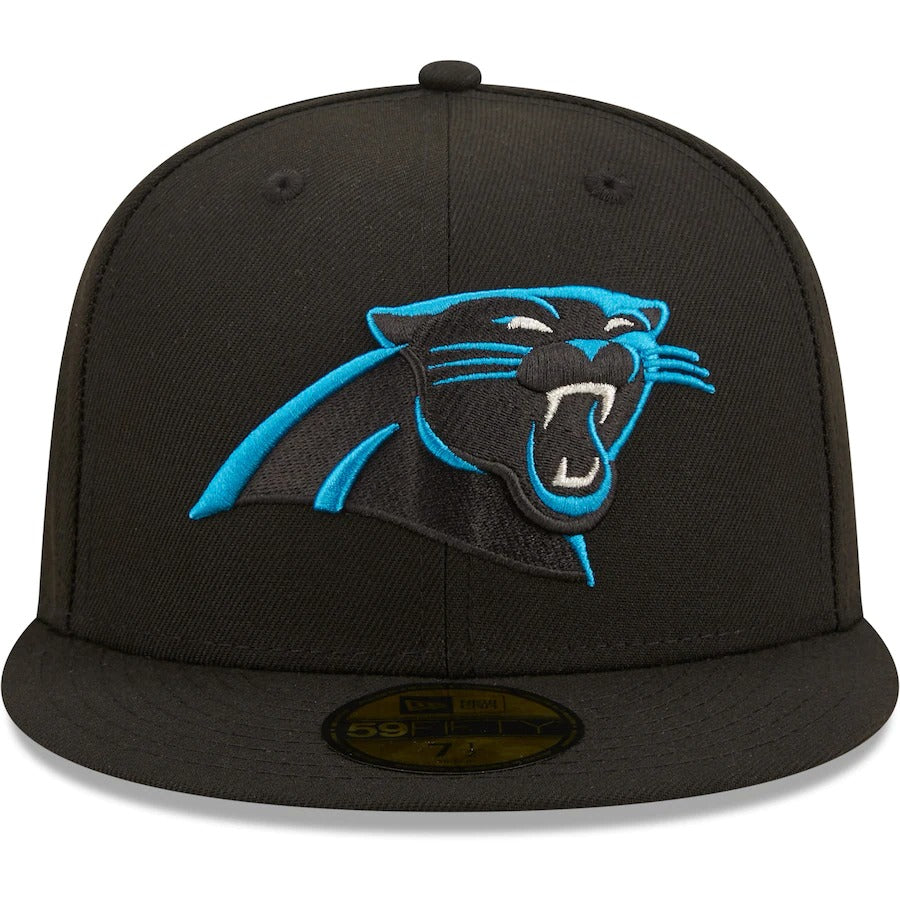 New Era Carolina Panthers Black 25th Anniversary Patch Logo 59FIFTY Fitted Hat