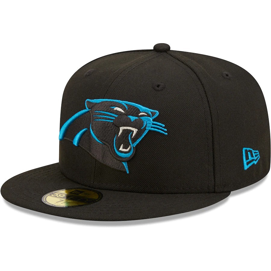 New Era Carolina Panthers Black 25th Anniversary Patch Logo 59FIFTY Fitted Hat
