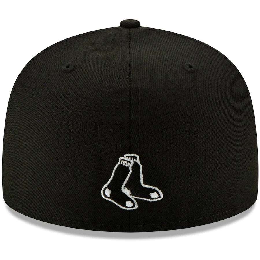 New Era Black Boston Red Sox Monochrome Logo Elements 59FIFTY Fitted Hat