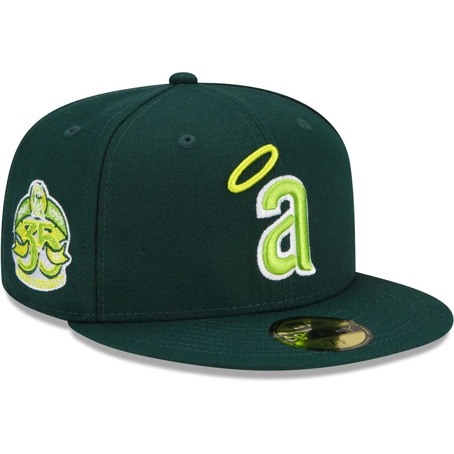 New Era California Angels Green Cooperstown Collection 35th Anniversary Color Fam Lime Undervisor 59FIFTY Fitted Hat