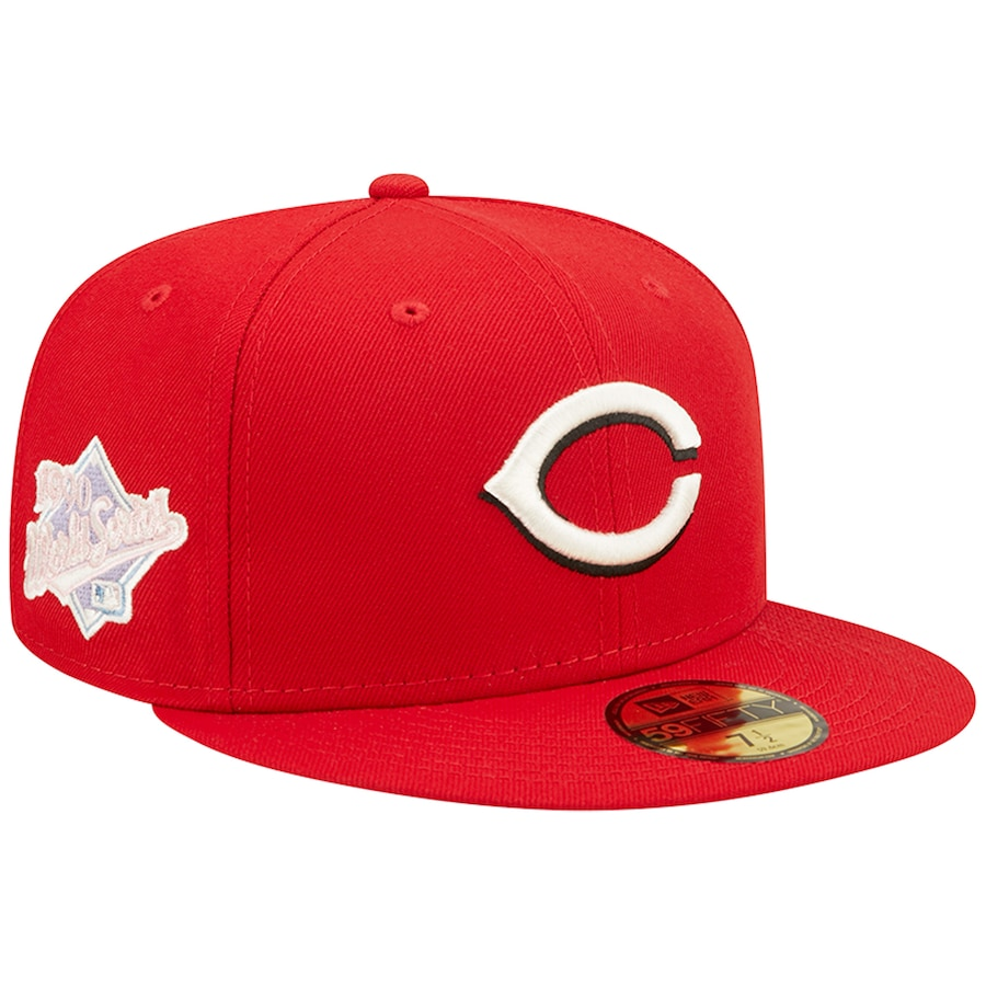 New Era Cincinnati Reds Red Pop Sweatband Undervisor 1990 MLB World Series Cooperstown Collection 59FIFTY Fitted Hat