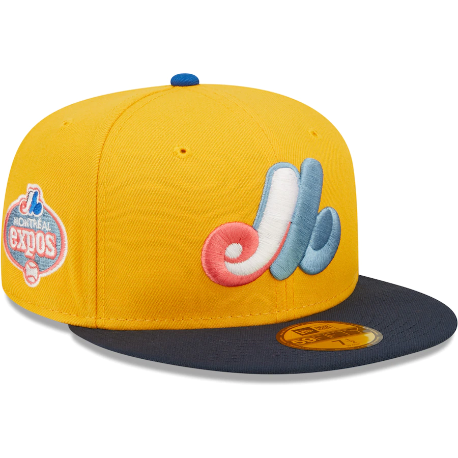 New Era Montreal Expos Gold/Azure Cooperstown Collection Logo Undervisor 59FIFTY Fitted Hat
