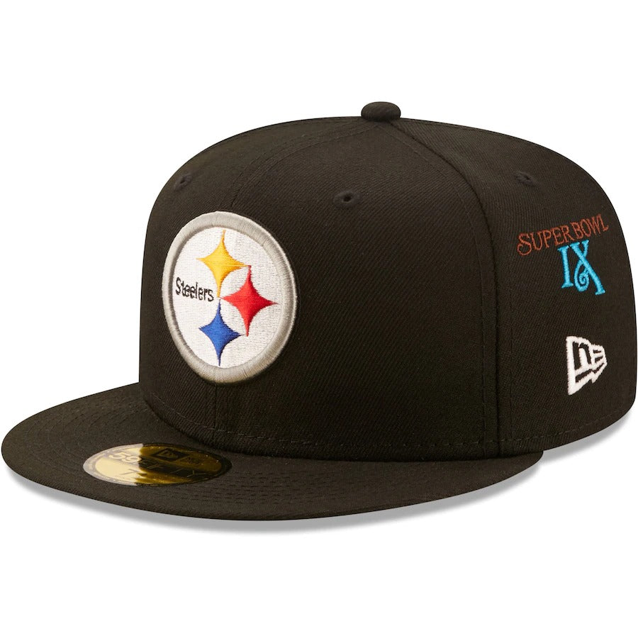 New Era Black Pittsburgh Steelers 6x Super Bowl Champions 59FIFTY Fitted Hat