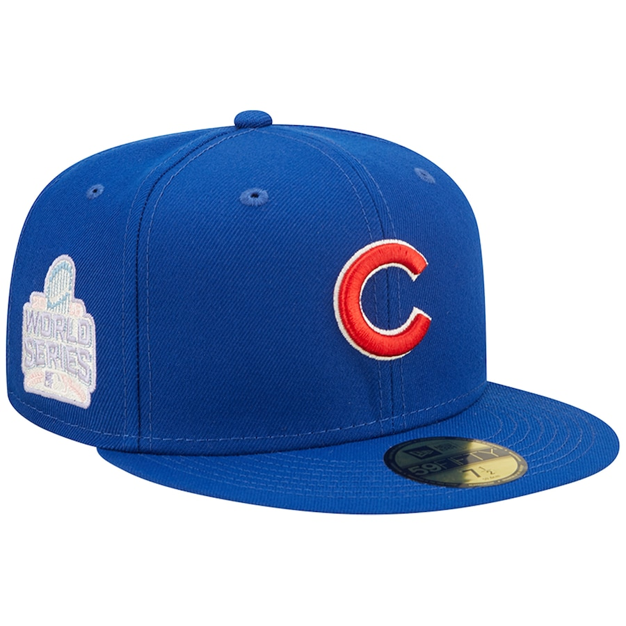 New Era Chicago Cubs Royal Pop Sweatband Undervisor 2016 MLB World Series Cooperstown Collection 59FIFTY Fitted Hat