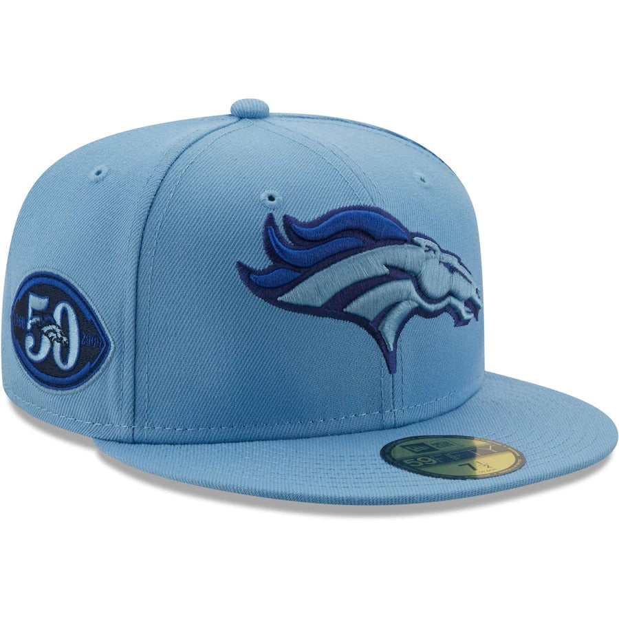 New Era Denver Broncos Light Blue 50 Years The Pastels 59FIFTY Fitted Hat