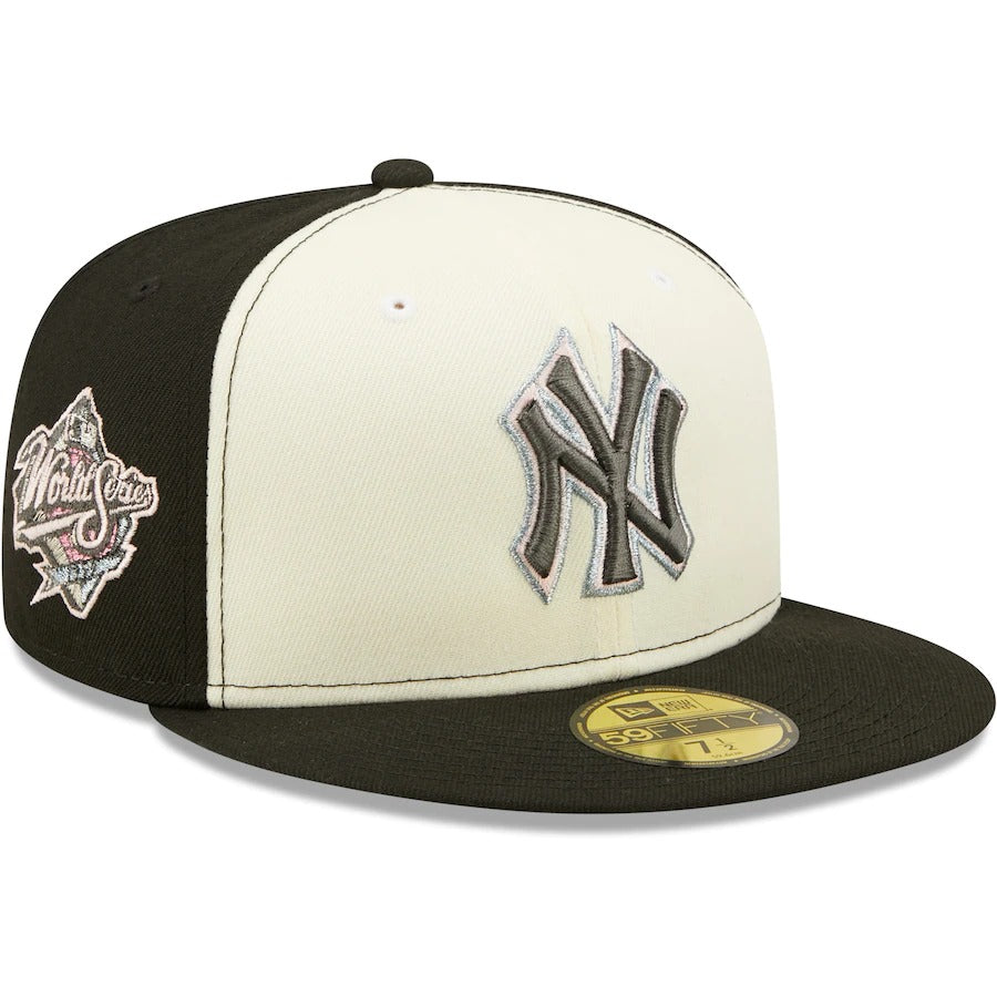 New Era New York Yankees Cream/Black 1999 World Series Pink Undervisor 59FIFTY Fitted Hat