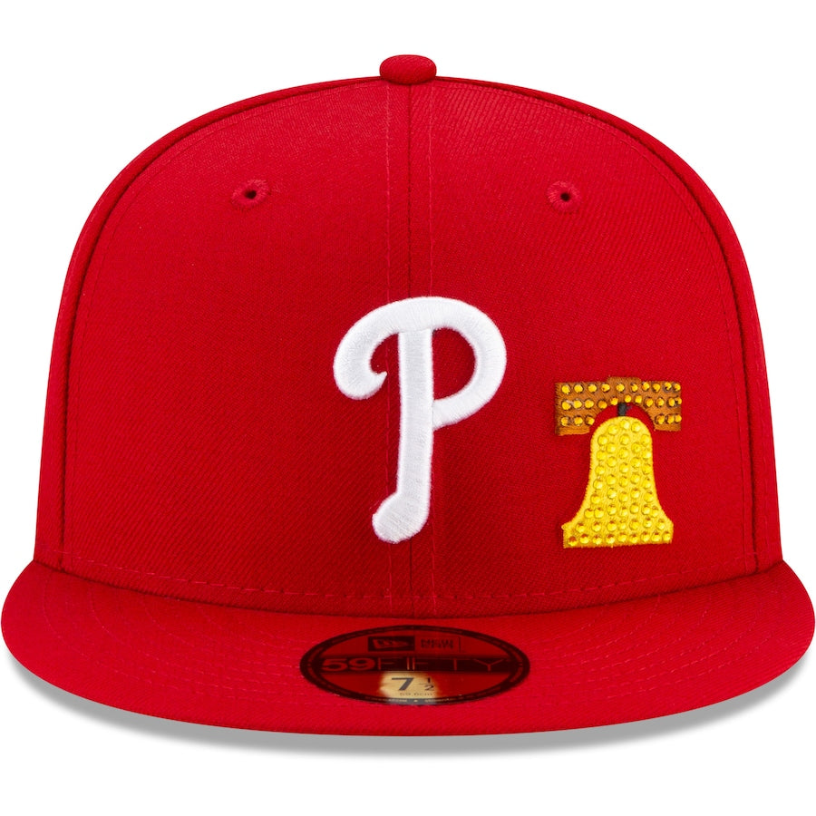 New Era Red Philadelphia Phillies Crystal Icons Rhinestone 59FIFTY Fitted Hat