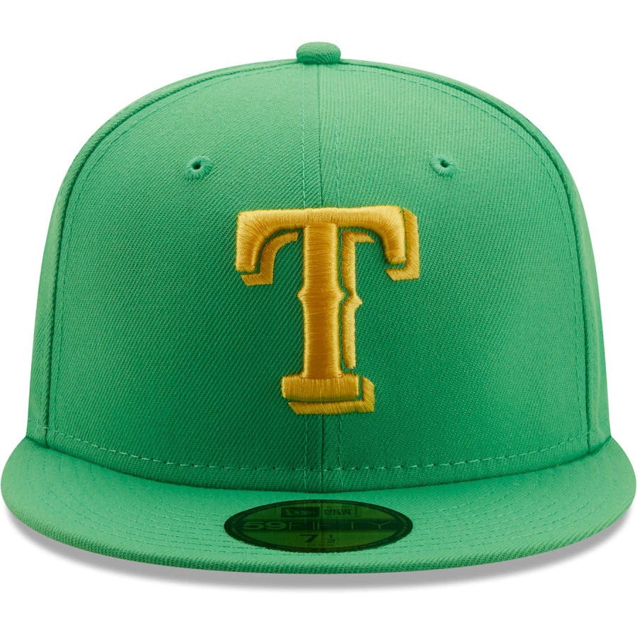 New Era Texas Rangers Kelly Green 2010 All-Star Game Side Patch Yellow Undervisor 59FIFTY Fitted Hat