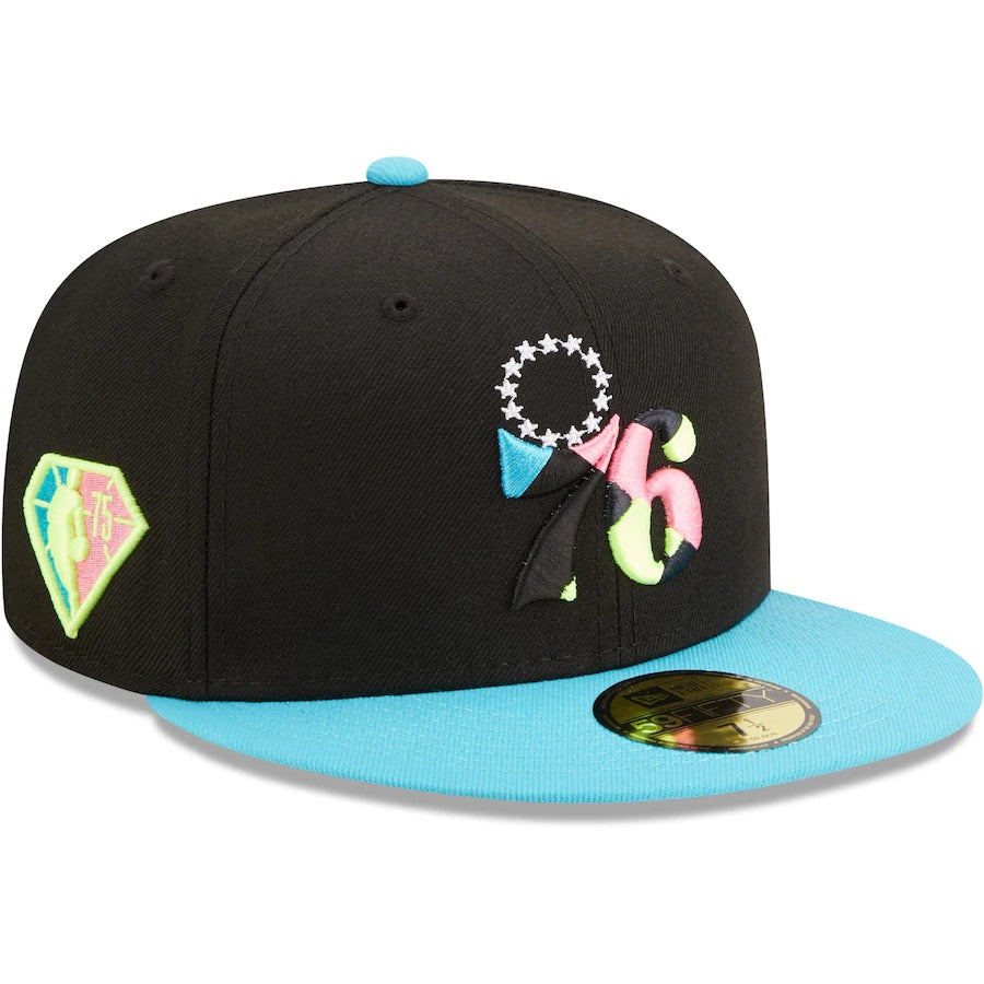 New Era Philadelphia 76ers Black/Teal Vice City 59FIFTY Fitted Hat