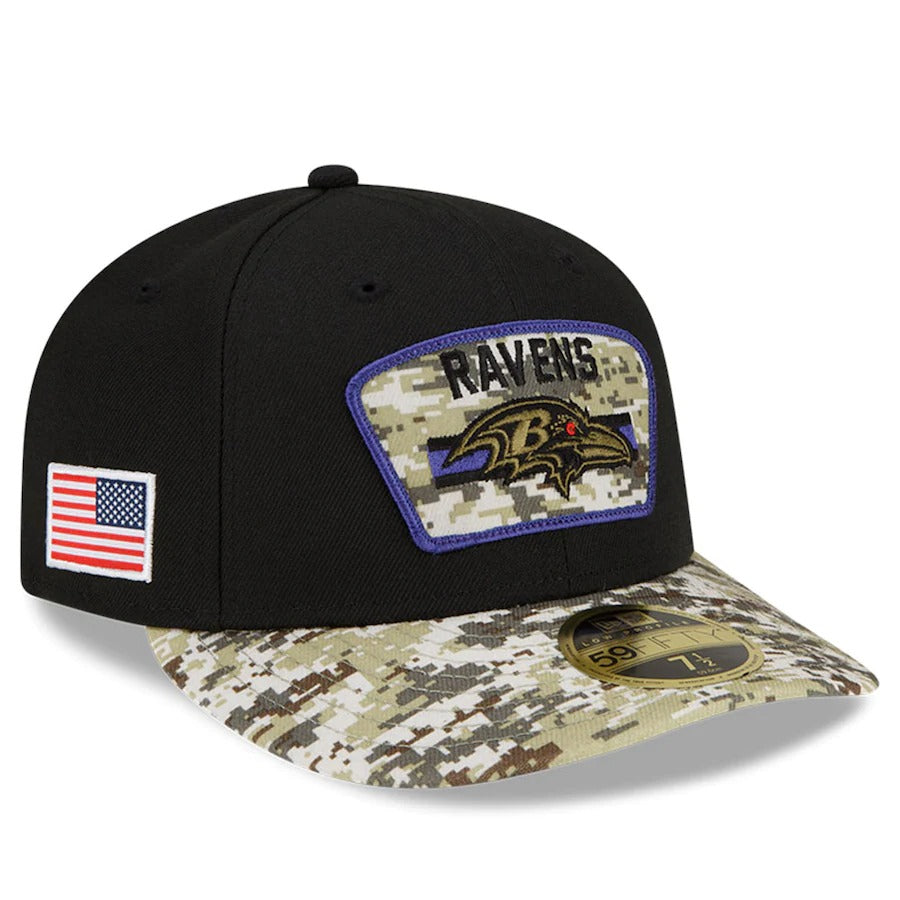 New Era Black/Camo Baltimore Ravens 2021 Salute To Service Low Profile 59FIFTY Fitted Hat