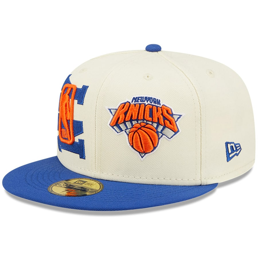 New Era New York Knicks Cream/Blue 2022 NBA Draft 59FIFTY Fitted Hat