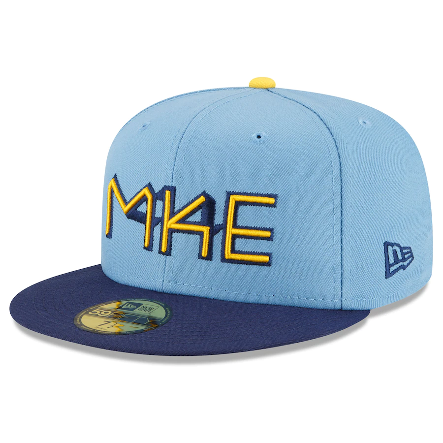 New Era Milwaukee Brewers Powder Blue 2022 City Connect 59FIFTY Fitted Hat