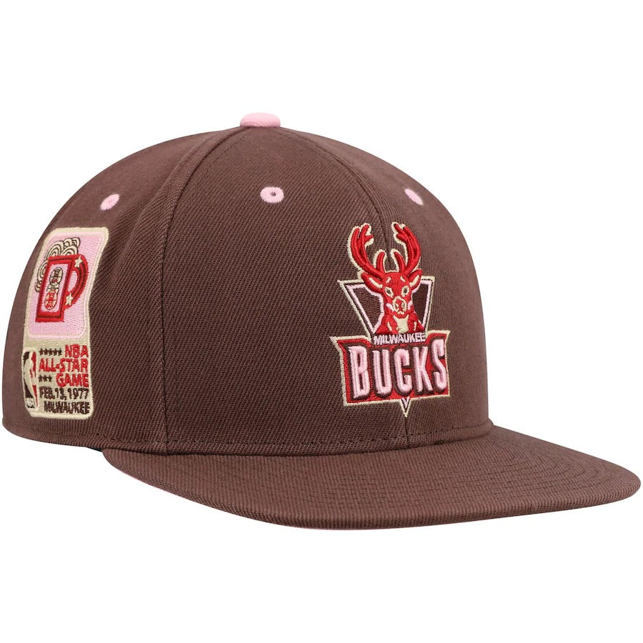 Mitchell & Ness Milwaukee Bucks Brown 1977 NBA All-Star Game Hardwood Classics Brown Sugar Bacon Fitted Hat