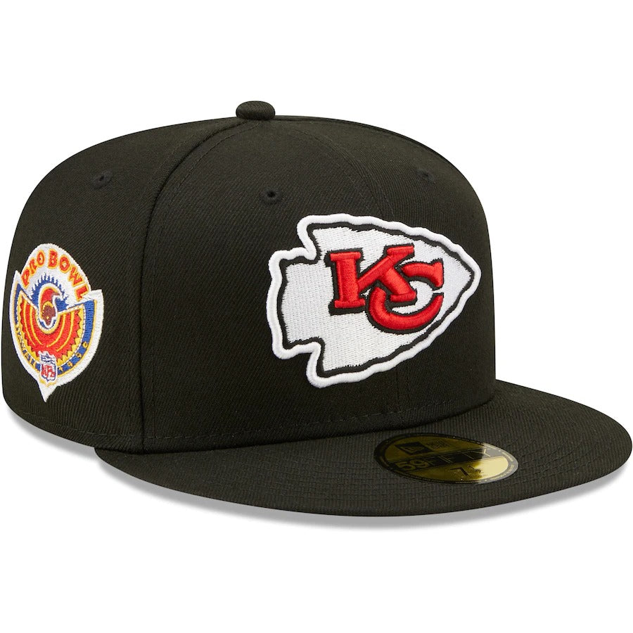 New Era Black Kansas City Chiefs 1996 Pro Bowl Patch Red Undervisor 59FIFY Fitted Hat
