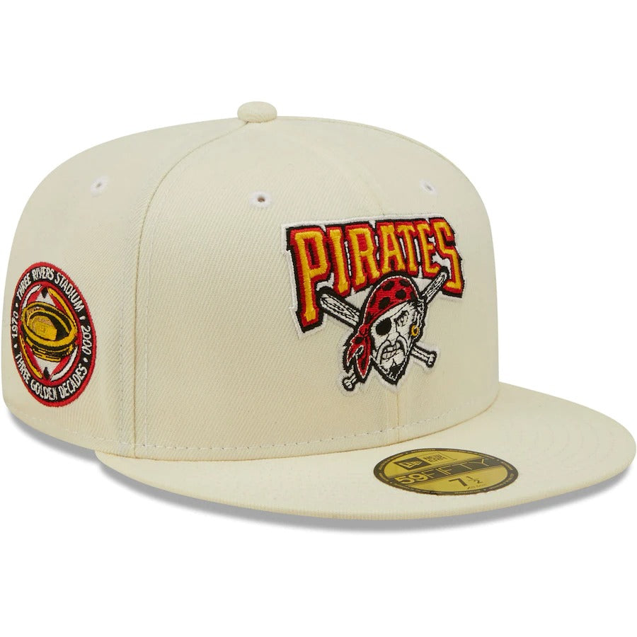 New Era Pittsburgh Pirates Cream Three Rivers Stadium 30th Anniversary Chrome Alternate Undervisor 59FIFTY Fitted Hat