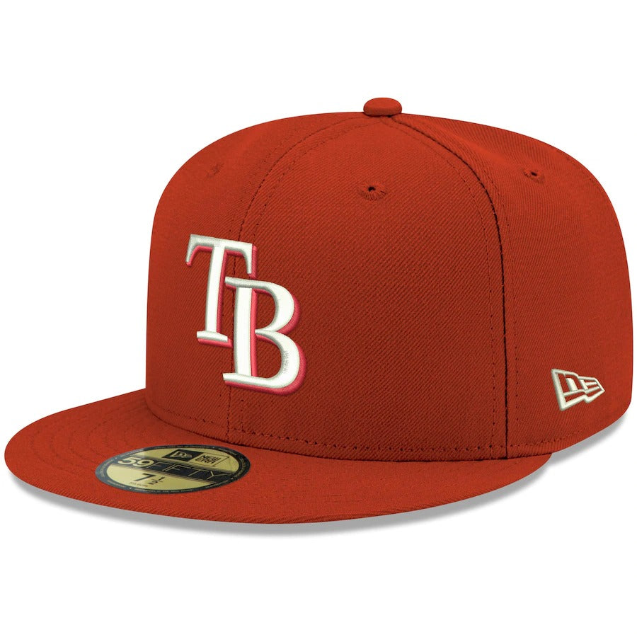 New Era Red Tampa Bay Rays Logo White 59FIFTY Fitted Hat