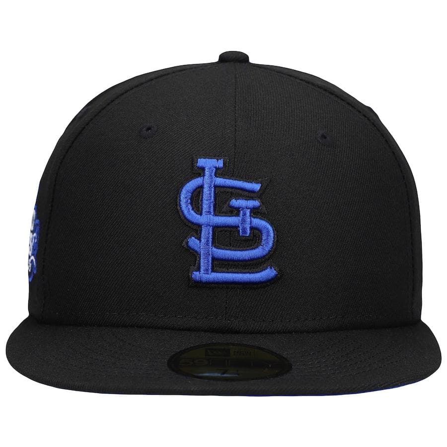 New Era St. Louis Cardinals Black World Series 2011 World Series Patch Royal Under Visor 59FIFTY Fitted Hat