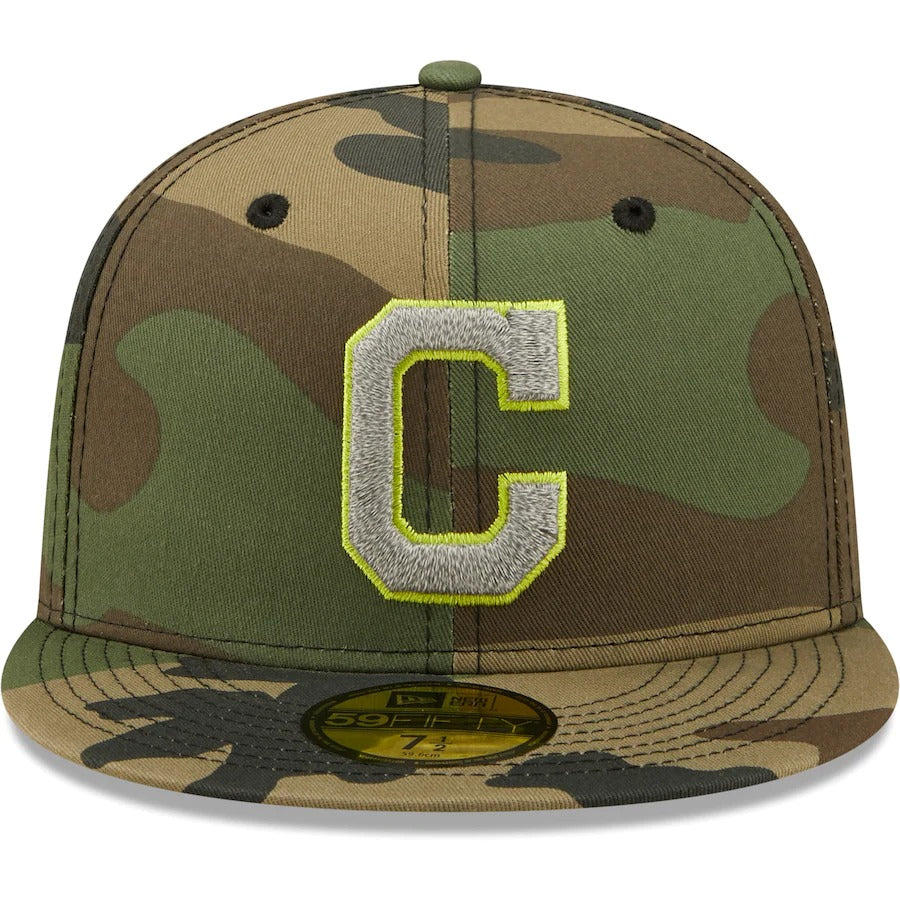 New Era Cleveland Indians Camo Cooperstown Collection 1995 World Series Woodland Reflective Undervisor 59FIFTY Fitted Hat