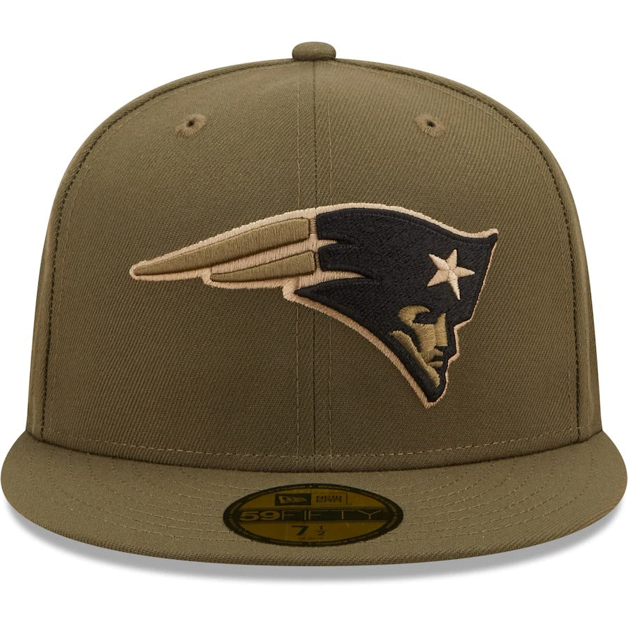 New Era New England Patriots Olive Super Bowl XXXVI Camo Undervisor 59FIFTY Fitted Hat