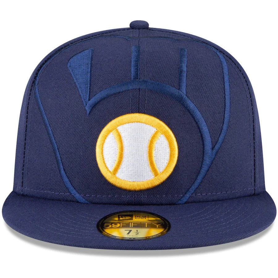 New Era Milwaukee Brewers Navy 59FIFTY Logo Elements Fitted Hat