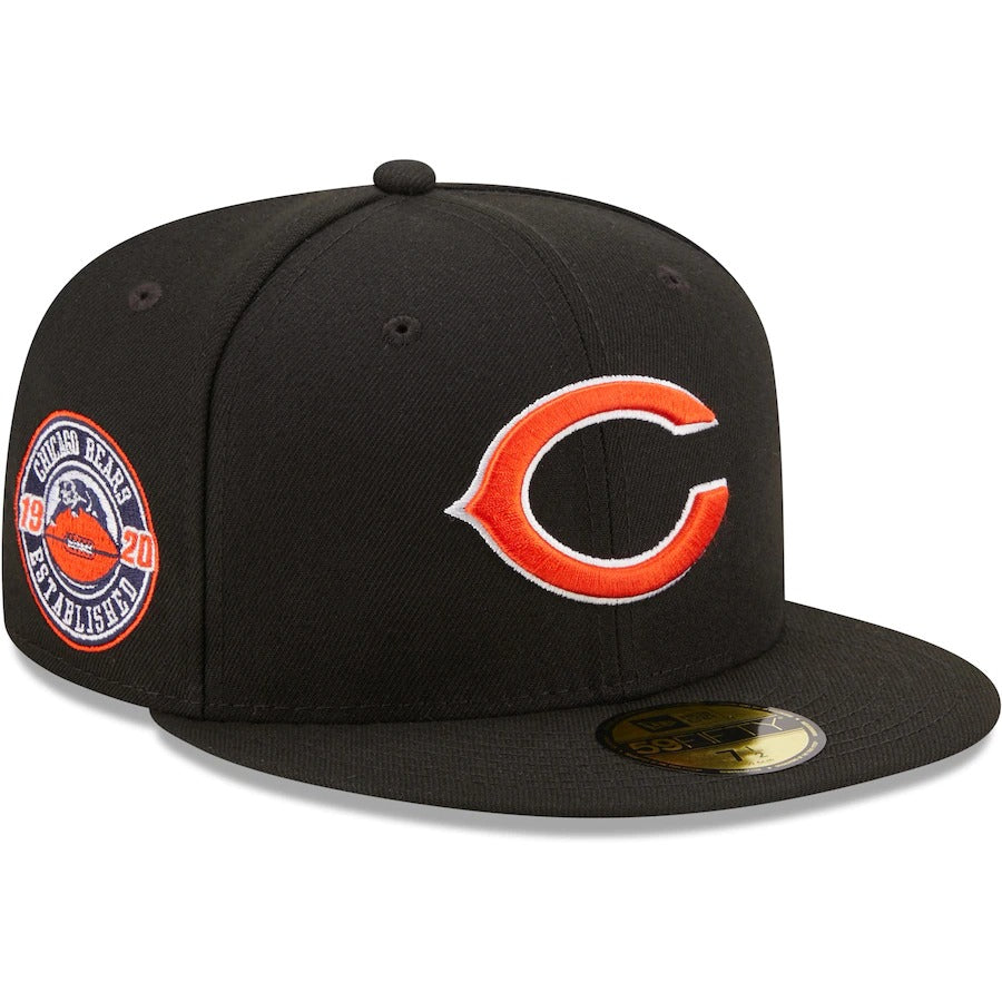 New Era Black Chicago Bears Established 1920 Patch 59FIFTY Fitted Hat