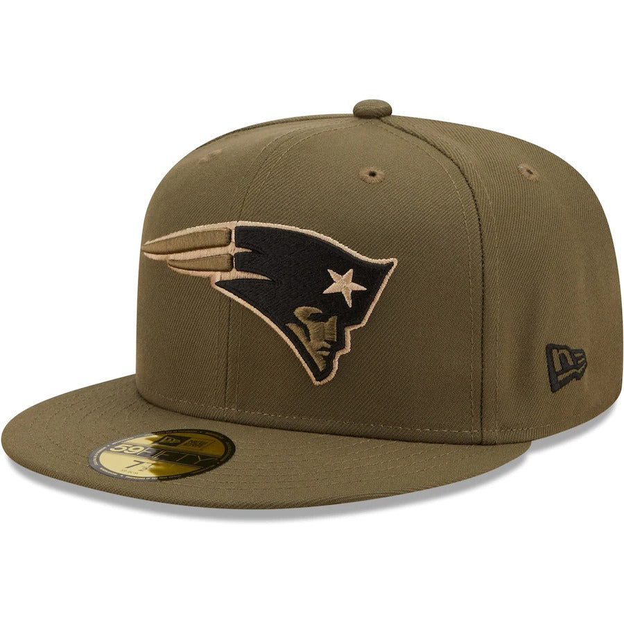 New Era New England Patriots Olive Super Bowl XXXVI Camo Undervisor 59FIFTY Fitted Hat