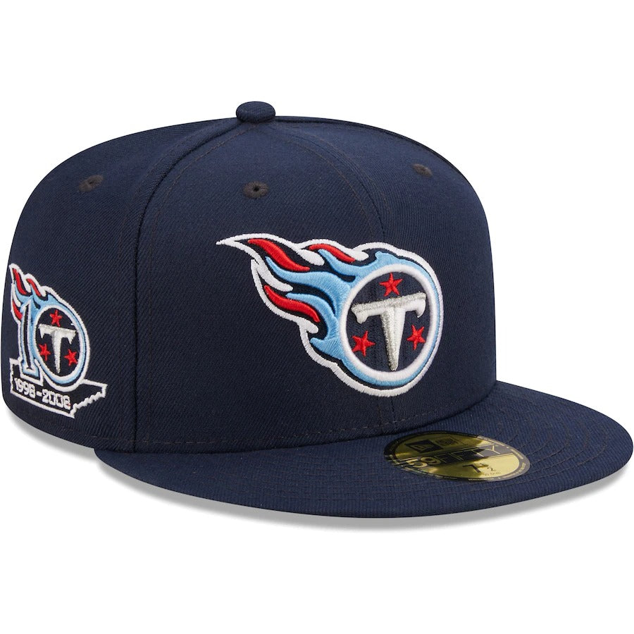 New Era Tennessee Titans Navy 10th Anniversary Patch Logo 59FIFTY Fitted Hat