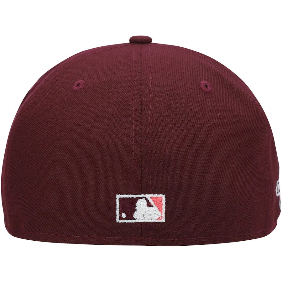 New Era Los Angeles Angels World Series Maroon Color Fam Lava Red Undervisor 59FIFTY Fitted Hat