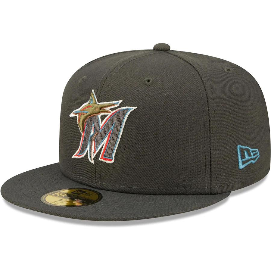 New Era Miami Marlins Charcoal Multi Color Pack 59FIFTY Fitted Hat