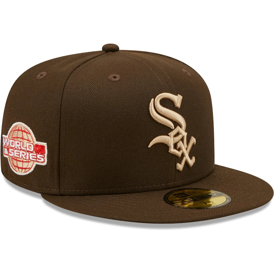 New Era Chicago White Sox Brown 2005 World Series Team Scarlet Undervisor 59FIFTY Fitted Hat
