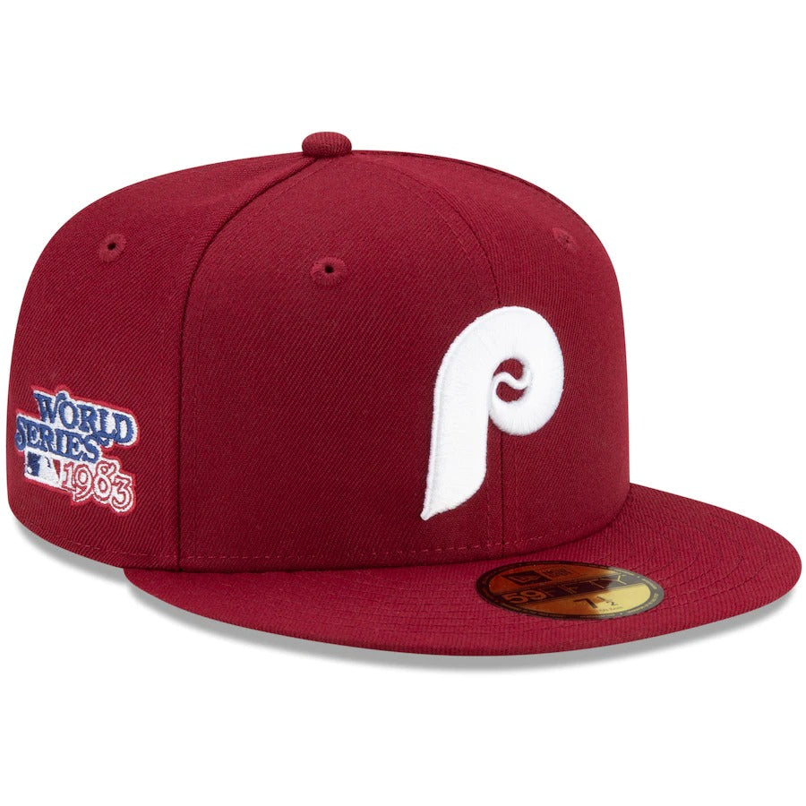 New Era Burgundy Philadelphia Phillies Authentic Collection 1983 World Series Replica Floral Undervisor 59FIFTY Fitted Hat