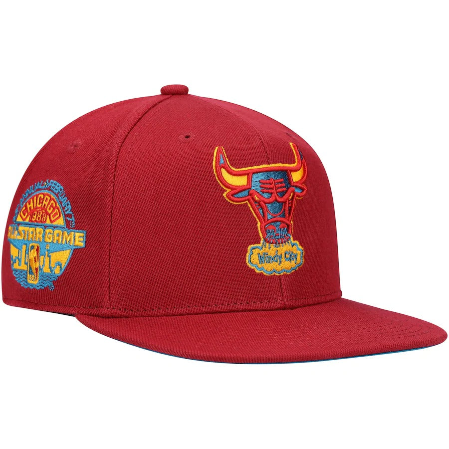 Mitchell & Ness x Lids Chicago Bulls Red 1988 NBA All-Star Game Hardwood Classics Northern Lights Fitted Hat