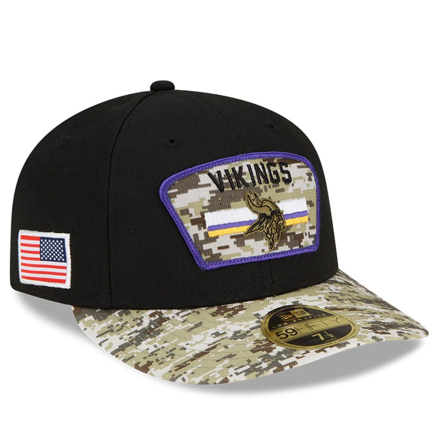 New Era Black/Camo Minnesota Vikings 2021 Salute To Service Low Profile 59FIFTY Fitted Hat