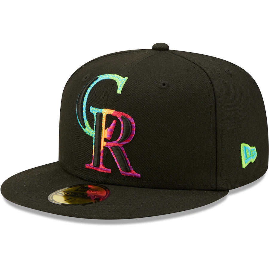 New Era Black Colorado Rockies Neon Fill 59FIFTY Fitted Hat