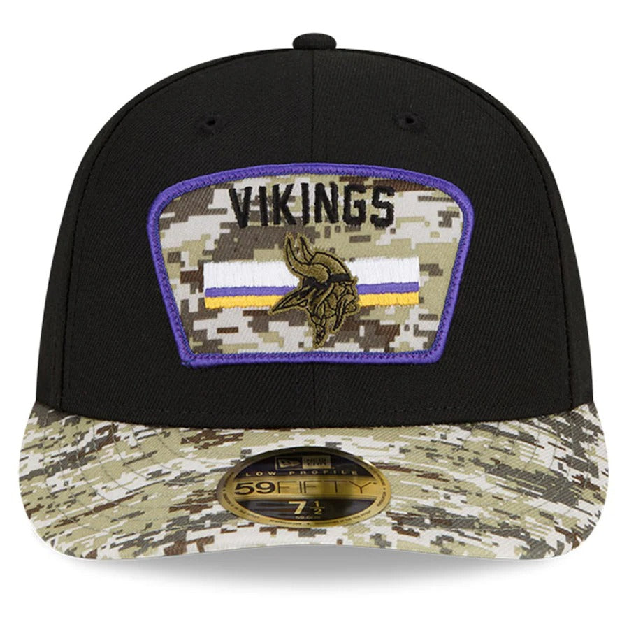 New Era Black/Camo Minnesota Vikings 2021 Salute To Service Low Profile 59FIFTY Fitted Hat