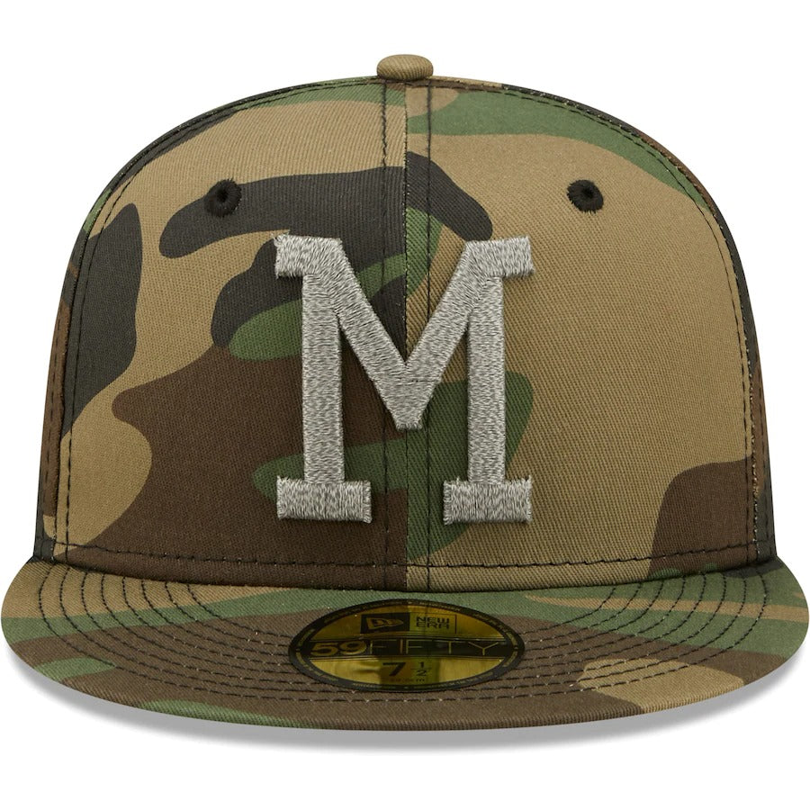 New Era Milwaukee Braves Camo Cooperstown Collection 1957 World Series Woodland Reflective Undervisor 59FIFTY Fitted Hat