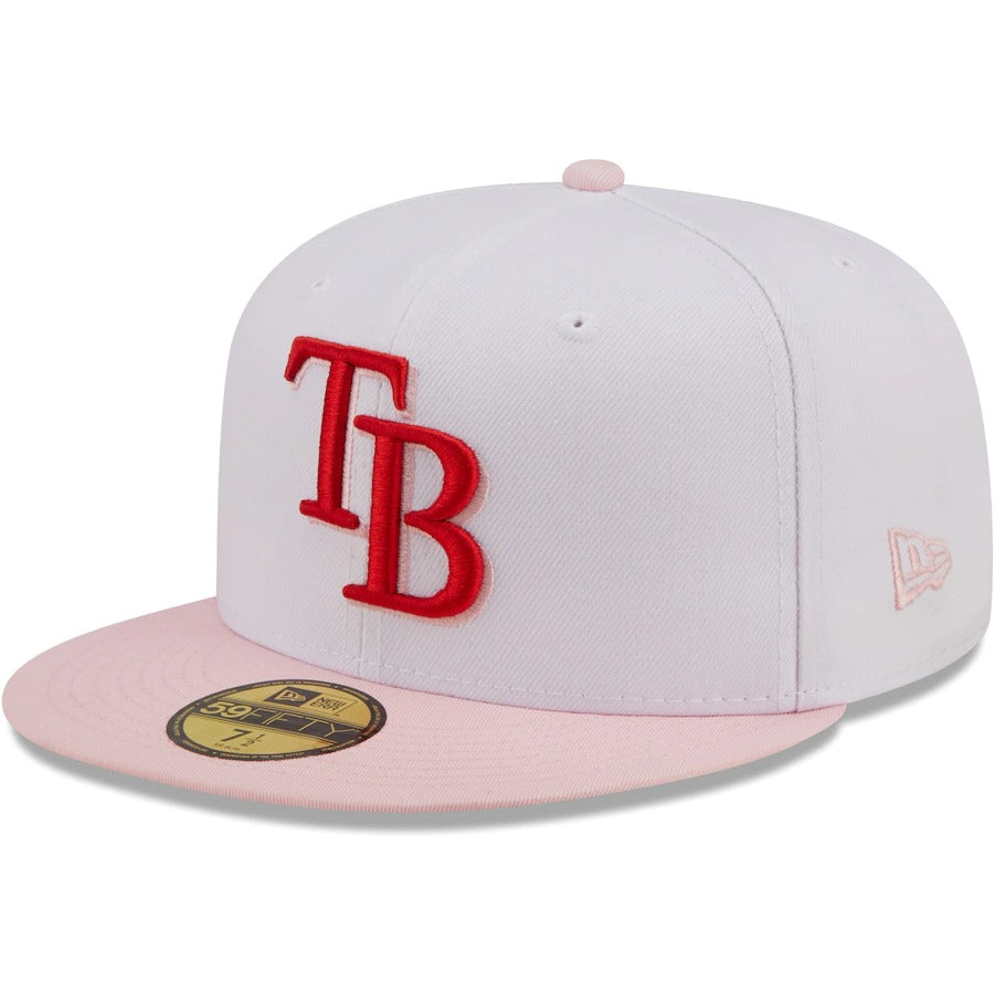 New Era Tampa Bay Rays White/Pink Scarlet Undervisor 59FIFTY Fitted Hat