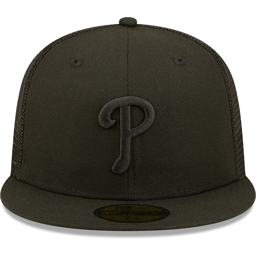New Era Philadelphia Phillies Blackout Trucker 59FIFTY Fitted Hat