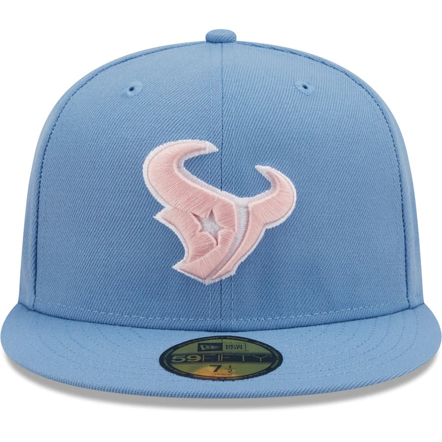 New Era Houston Texans Light Blue AFC Pink Undervisor 59FIFTY Fitted Hat